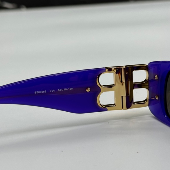 NEW BB0096S 004 BALENCIAGA PURPLE GREY SQUARE UNISEX BALENCIAGA SUNGLASSES - Picture 8 of 10